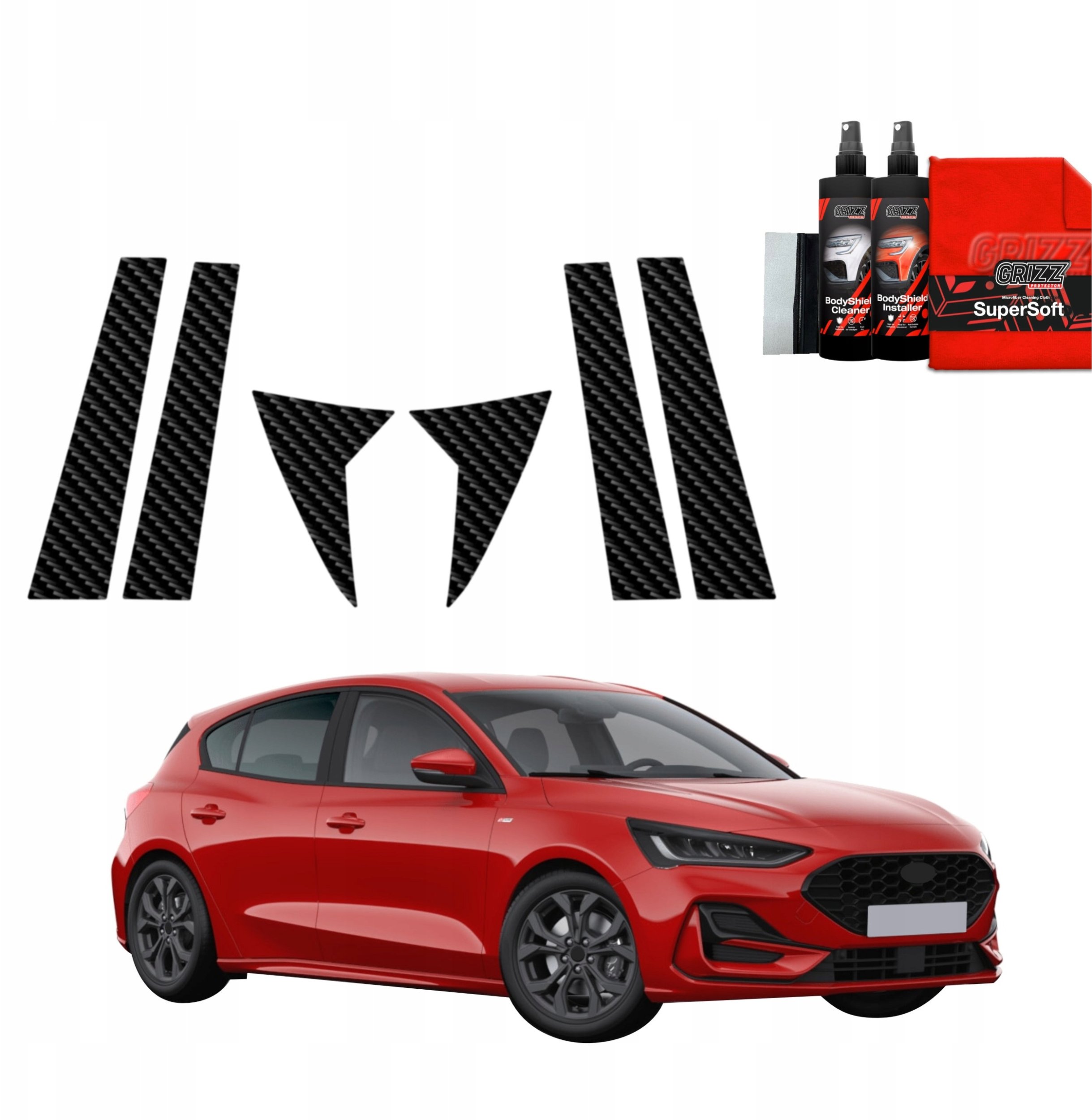 GrizzGlass  karbonowasłupki BodyShield do Ford Focus